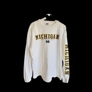 Vintage 90's University Of Michigan Long Sleeve Crewneck Shirt XXL Wolverines